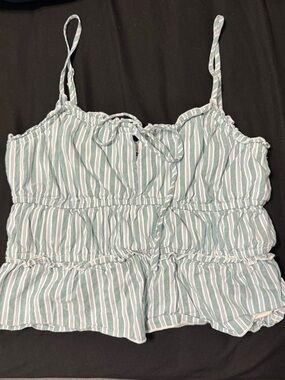 RSQ Striped Smocked Cami Top - Light Blue & White